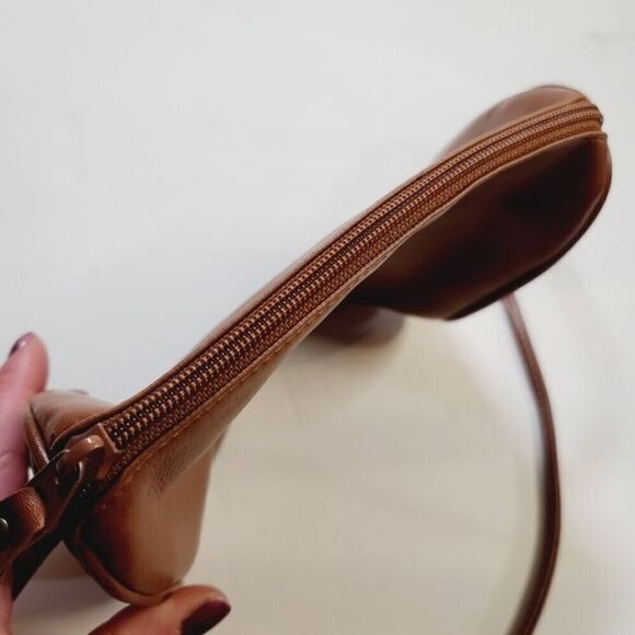 Vintage 90s ESPRIT Brown Barrel Leather Crossbody Purse - Picture 6 of 12